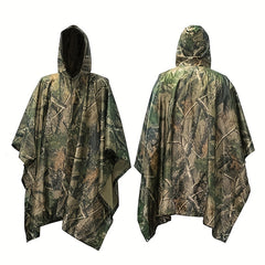 Waterproof Hooded Camouflage Rain Poncho for Camping, Hiking - Halloween Costume