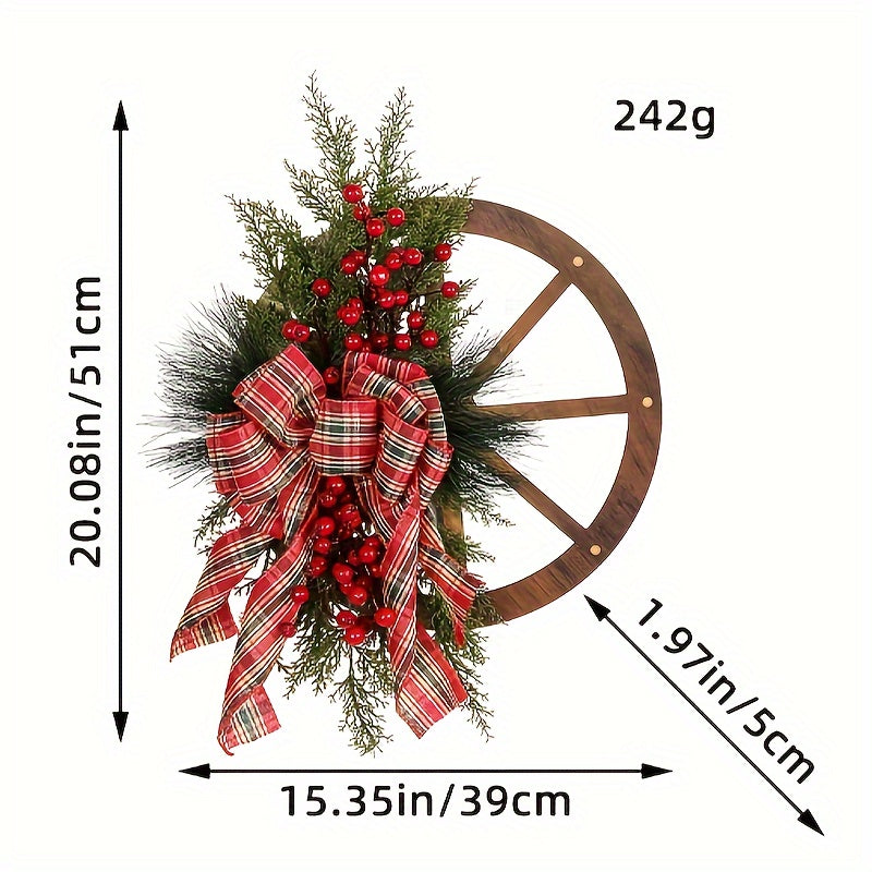 Christmas Pine Needle Red Fruit Wheel Wreath