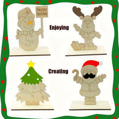 1Pc Wooden Embryo DIY Wooden Christmas Elder Snowman Elk Christmas Tree