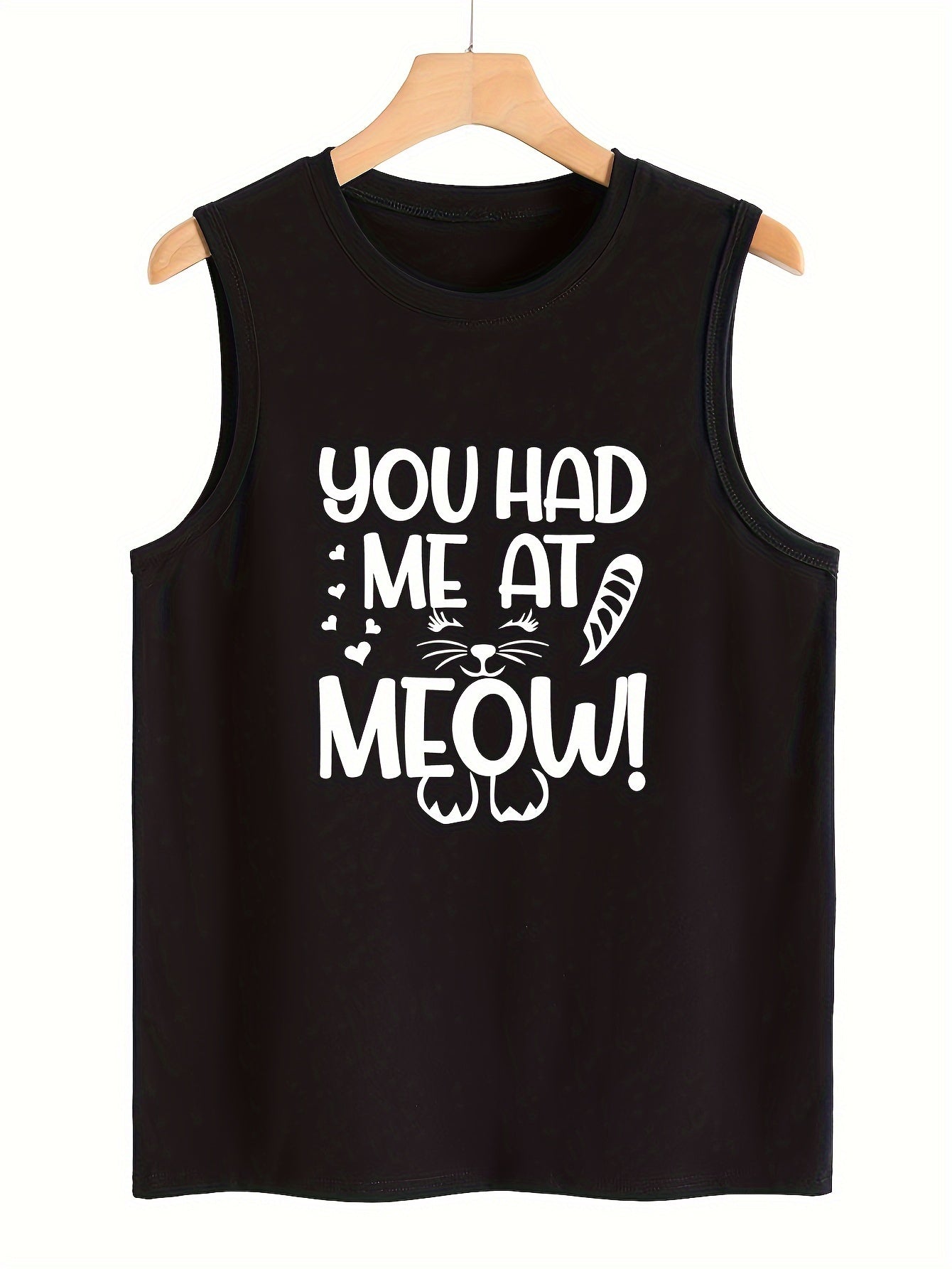 Heart And Letter Print Summer Tank Top Sleeveless Crew Neck