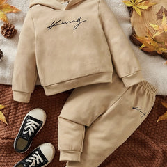 Boy's Letter Graphic Hoodie Sweatshirt and Jogger Pants Set