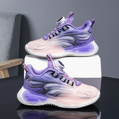 Kid's Basketball Shoes w/ Rotating Buckle Soft Sole Breathable Sneakers