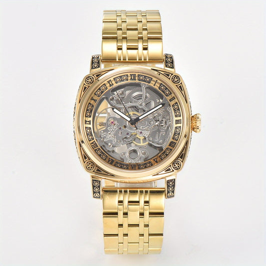 KUERST Youth Steel Strap Hollow Automatic Mechanical Watch