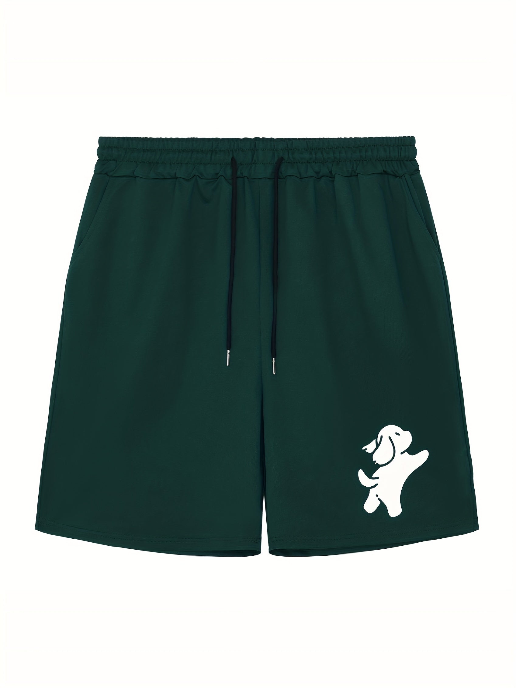 Men's Dog Doodle Print Workout Shorts Active Stretch Drawstring Sports Shorts