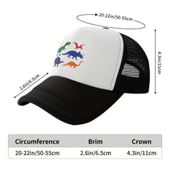 Boys Dinosaur Print Baseball Hat Sunscreen Mesh Breathable Trucker Cap