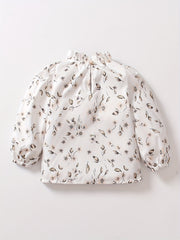 Girls Ruffle Collar Flowers Print Shirt Tops for 1-8 Years