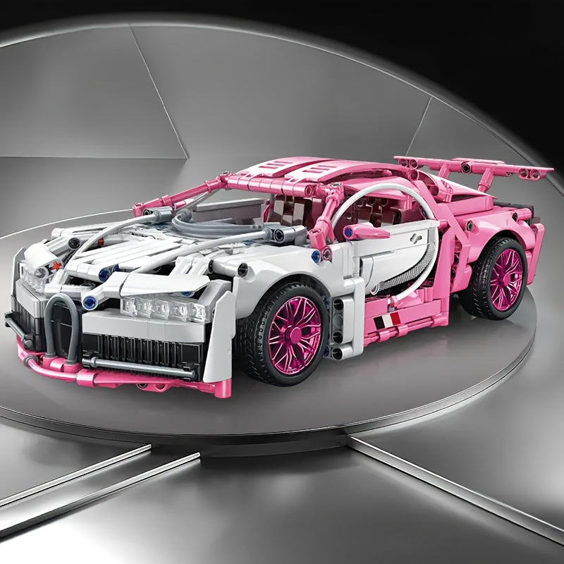 1332pcs Pink Supercar Model Kit DIY Assembly High ABS Plastic Stackable