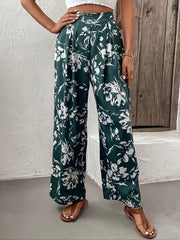 Floral Print Wide Leg Pants High Waist