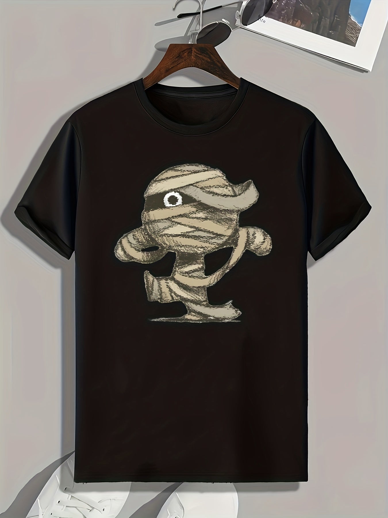 Halloween Mummy Pattern Print Men's Comfy Sports T shirt