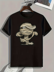 Halloween Mummy Pattern Print Men's Comfy Sports T shirt