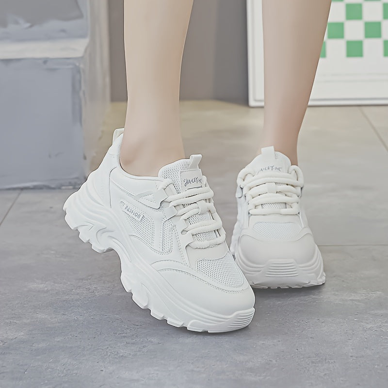 Anti Slip Thick Bottom Sporty Running Shoes Breathable Lace Up Dad Shoes
