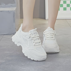 Anti Slip Thick Bottom Sporty Running Shoes Breathable Lace Up Dad Shoes