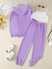 Girls' 3pcs Workout Suit Spring And Autumn