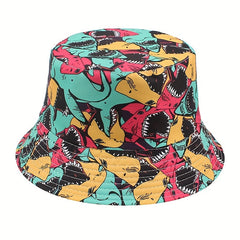 Cartoon Print Reversible Sunshade Fisherman Cap Lightweight Basin Hat