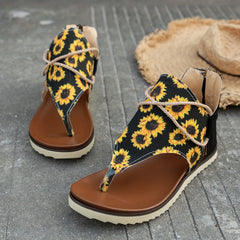 Women's Leopard Floral Print Clip Toe Sandals