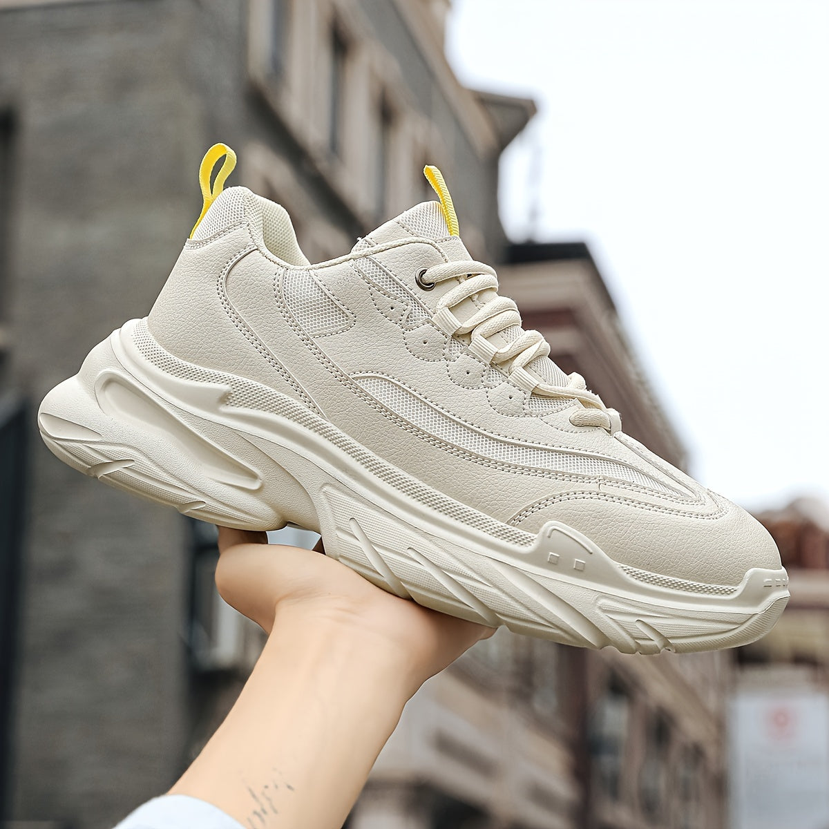 Men's Chunky Lace-Up Sneakers Non-Slip Durable Shoes