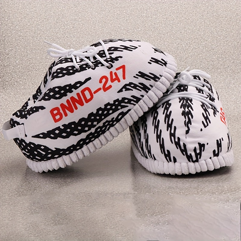 Men's Cozy Striped Indoor Slippers Warm & Soft House Shoes for Winter