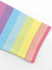 Girls Casual Long Rainbow Stripes Leggings Pants