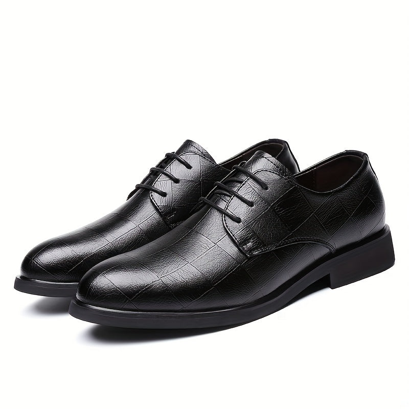 Men's Plaid Lace Up Derby Shoes for Wedding Party Business