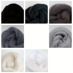 7pcs Grey Wool Roving Needle Felting DIY Kit 10g Each Piece