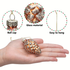 5pcs Glass Pine Cones Christmas Tree Decorations