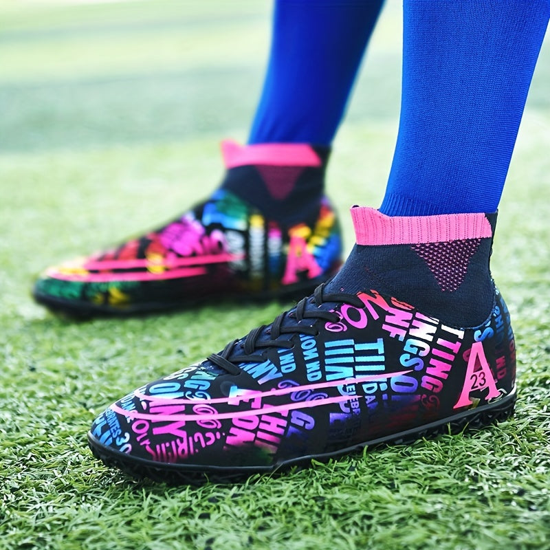 High Top Turf Football Boots - Gradient Print - Anti Skid - Breathable