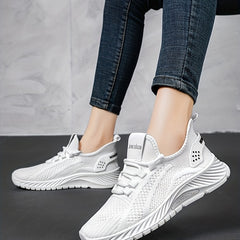 Women's Knit Sneakers Casual Lace Up Outdoor Shoes