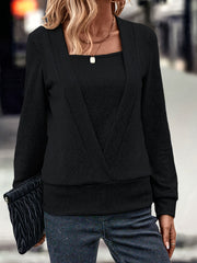 Solid Long Sleeve Knit Top for Women