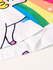 Girls 3D Kitty & Unicorn Graphic Dress Girls Comfy Short Sleeve