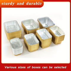 20pcs Golden Foil Baking Pan With Lid 11-61.5 Oz Disposable Aluminum Foil Pan