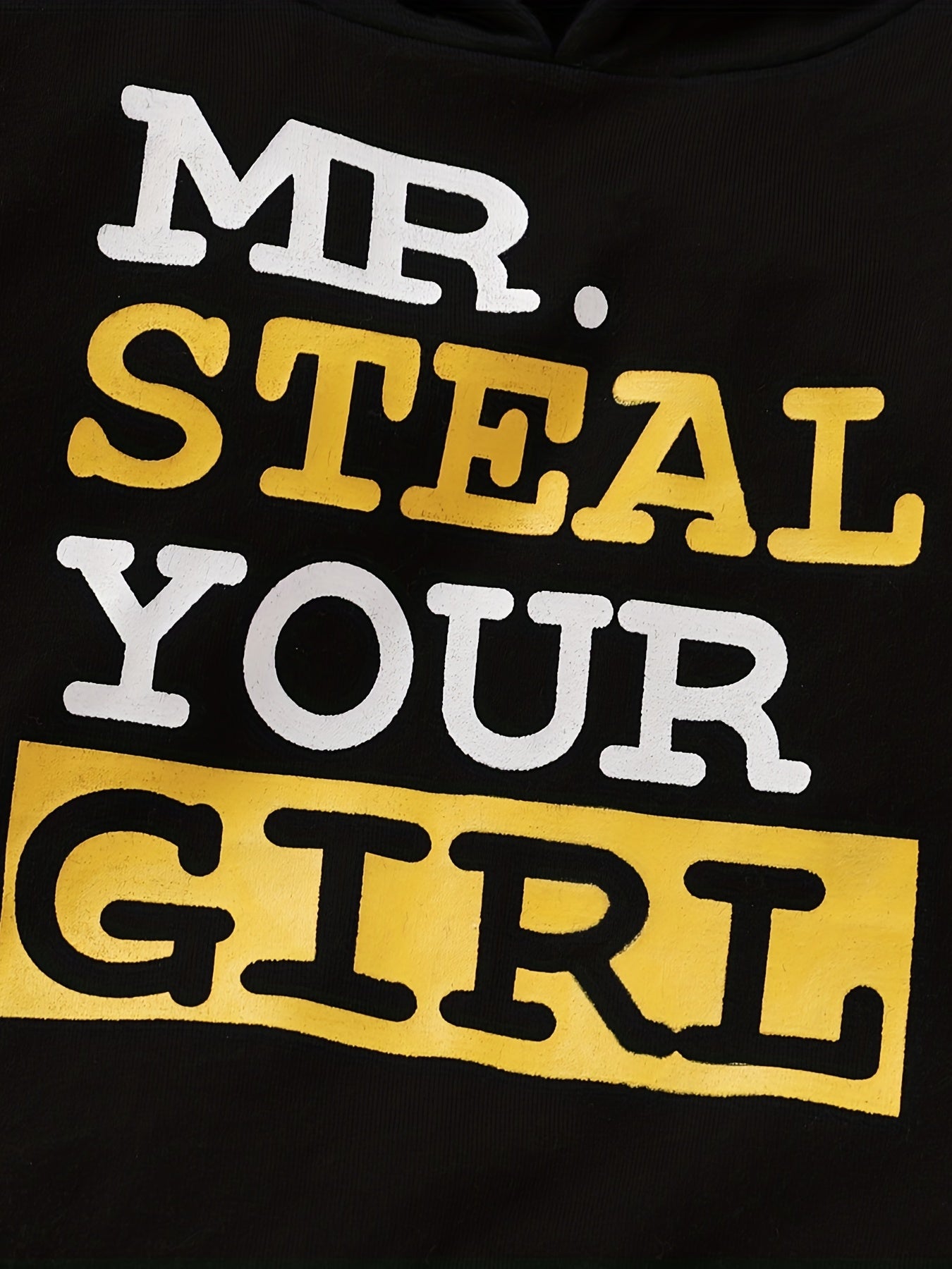 Boy's Hoodie & Denim Pants Set MR STEAL YOUR GIRL Print Long Sleeve Top