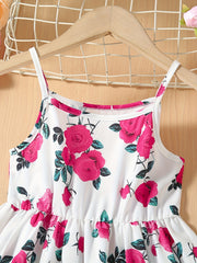 Toddler Girls Flowers Graphic Cami Dress For Party Beach