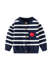 Baby Girls Cotton Cardigan Knitted Coat Boys Girls Striped Love