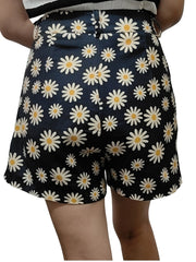 Daisy Print High Waist Shorts Casual Women's Clothing