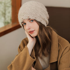 Faux Pearl Decor Knitted Beanie Hat for Her