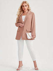 One Button Lapel Blazer Solid Work Office Outerwear
