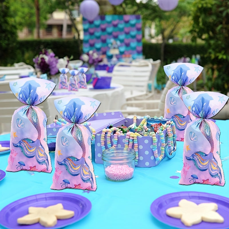 50pcs Mermaid Party Candy Gift Bags Biscuit Packing Bag