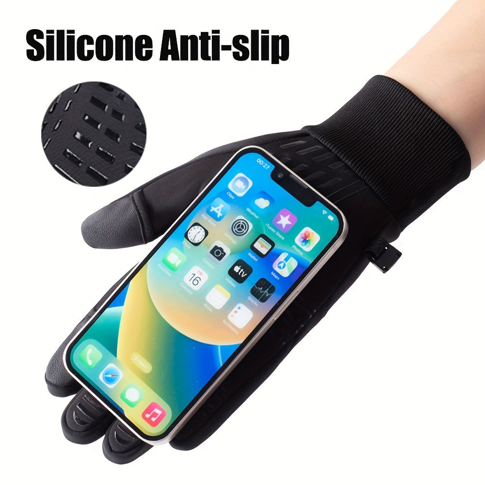 Men's Waterproof Cycling Gloves Fleece Lining Touch Screen Skiing Running