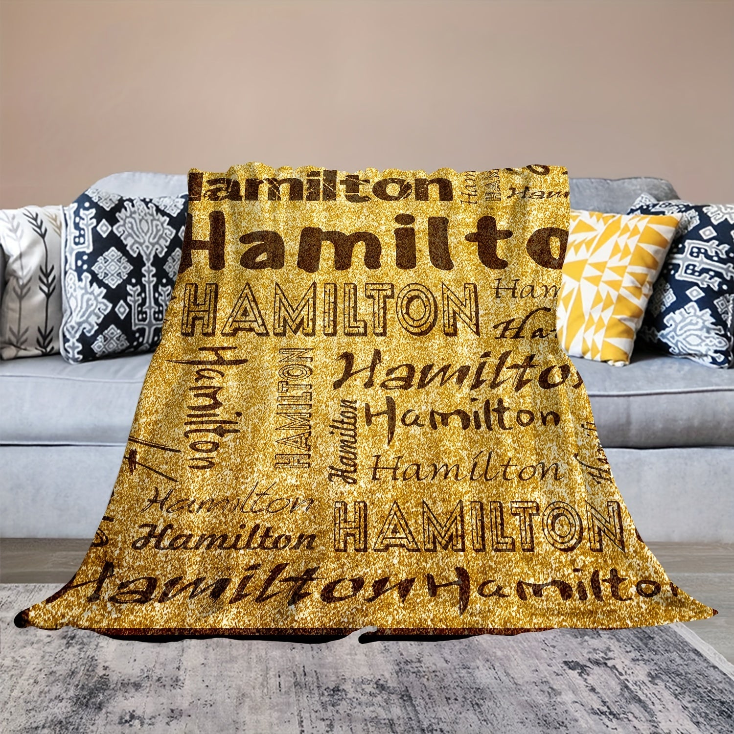 Golden Yellow Throw Blanket Soft Blanket All Seasons Home Sofa Outdoor Travel