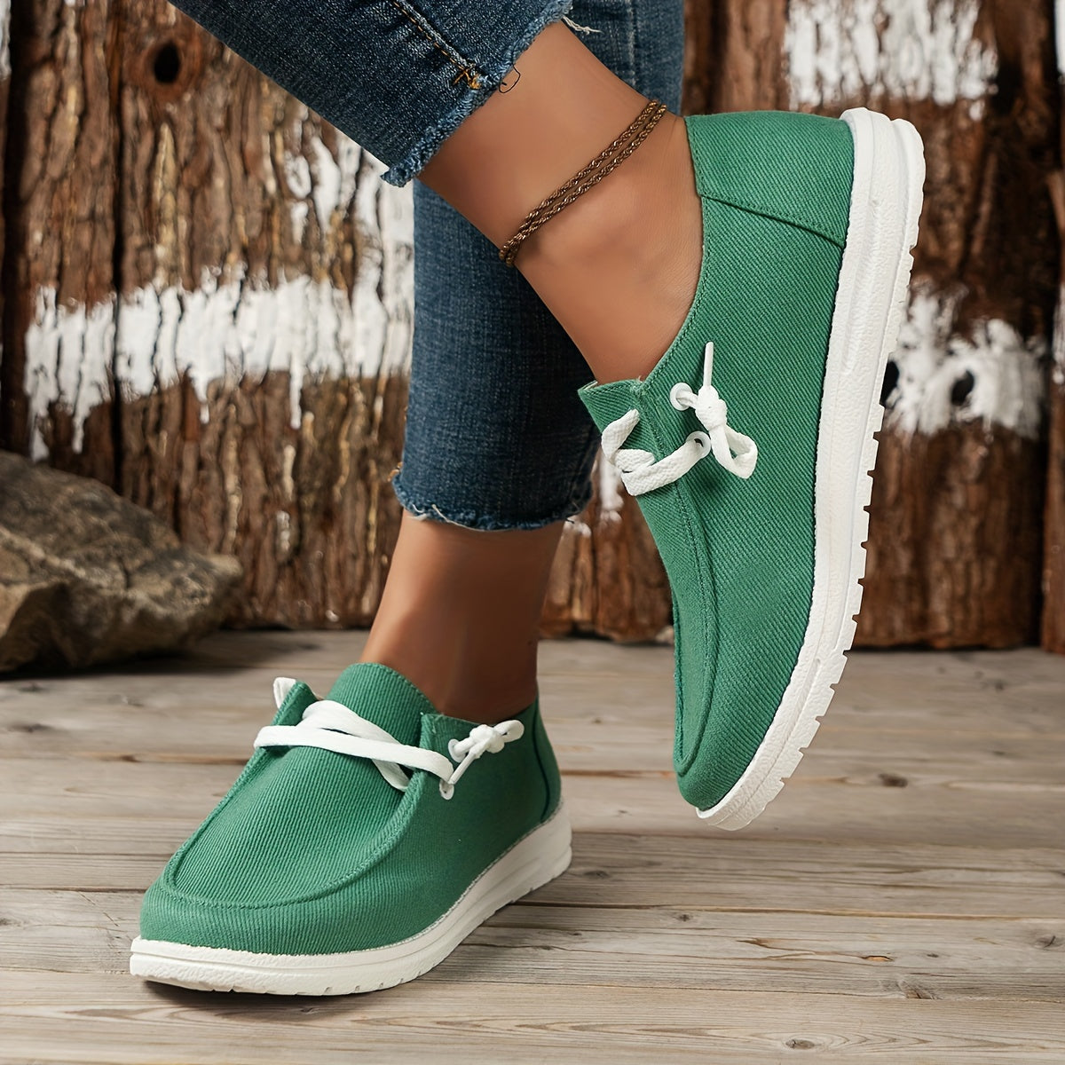 Women's Slip-On Canvas Shoes Round Toe Loafers Casual Walking Flats