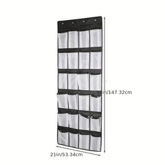 24 Grid Large Transparent Door Shoe Rack with Crystal Pocket, Wardrobe Hangers
