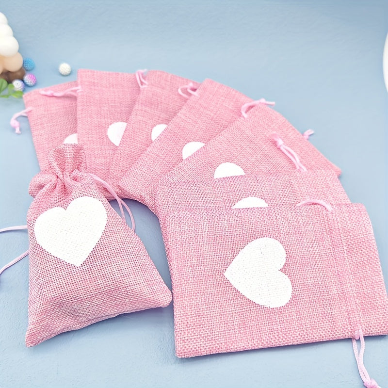 10pcs Love Linen Western Wedding Candy Bag Bundle Gift Bag