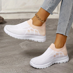 Two Tone Mesh Breathable Flying Woven Shoes Lightweight Wear Resistance Non Slip