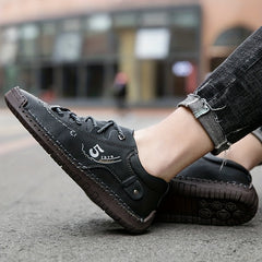 Men's Lace-up Sneakers Casual Outdoor PU Leather Walking Shoes