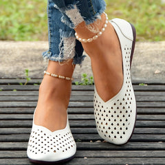Women's Hollow Out Flat Shoes Slip On Casual Breathable Walking Flats