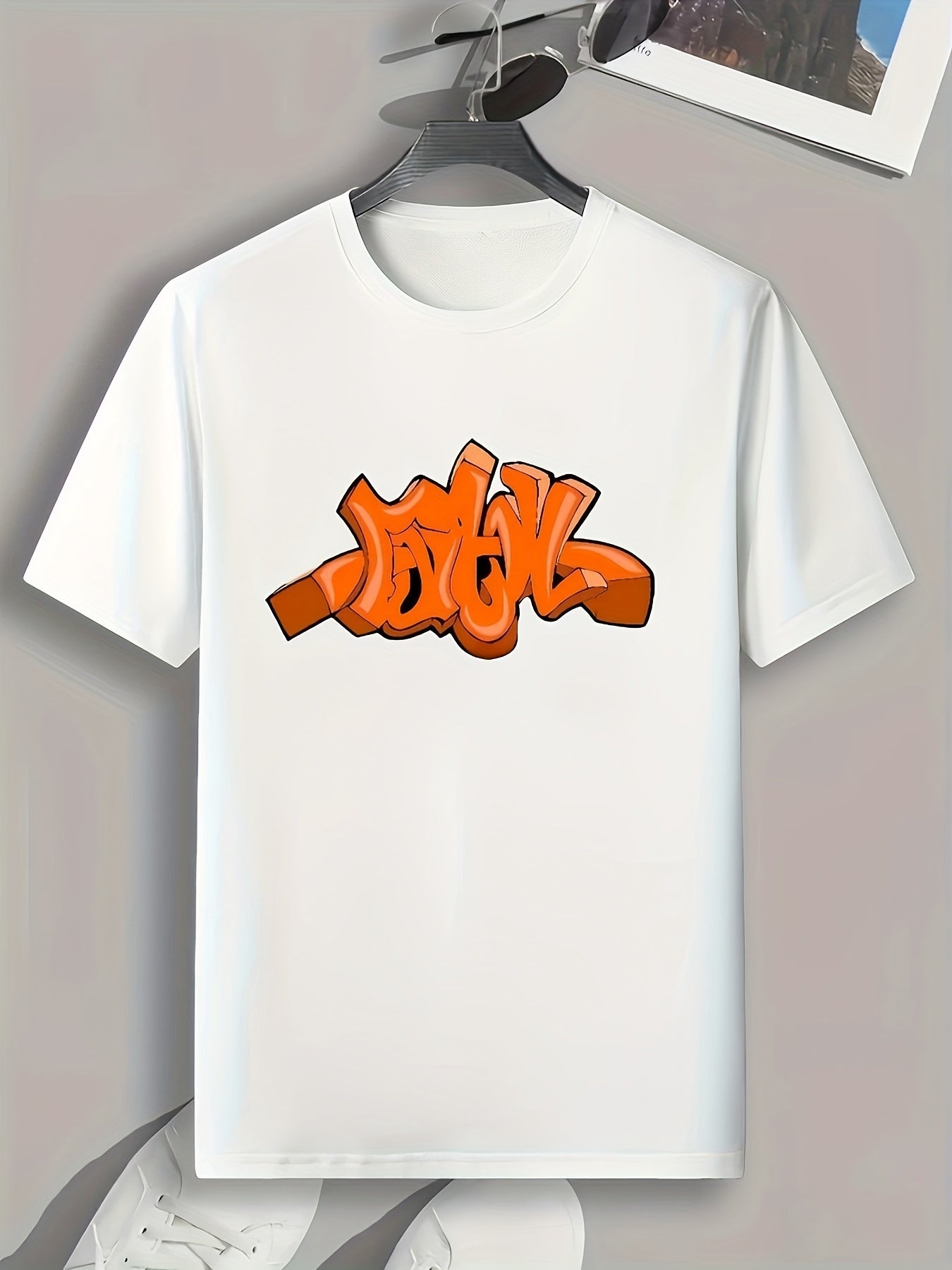 Graffiti Style Pattern Print Men's Sports T shirt Graphic Tee