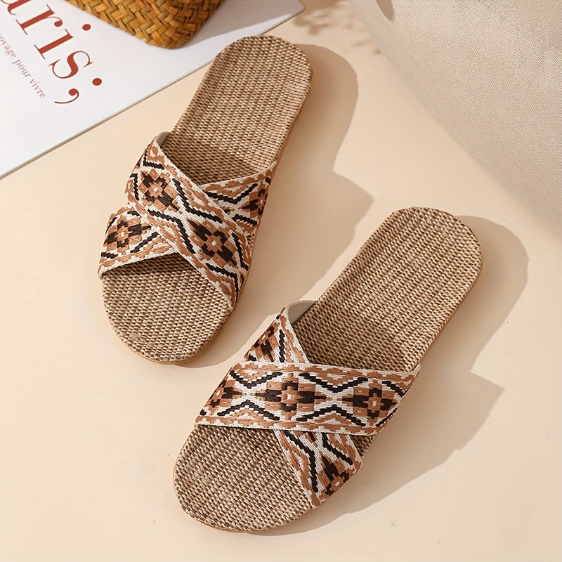 Minimalist Linen Lightweight Non Slip Open Toe Slides