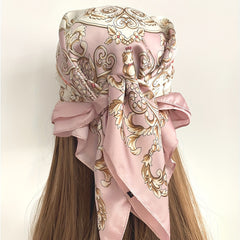 70cm Pink Square Scarf Vintage Casual Shawl Neckerchief Hair Access.