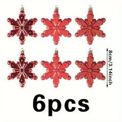 6pcs Red Snowflake Tree Pendant Christmas Decoration