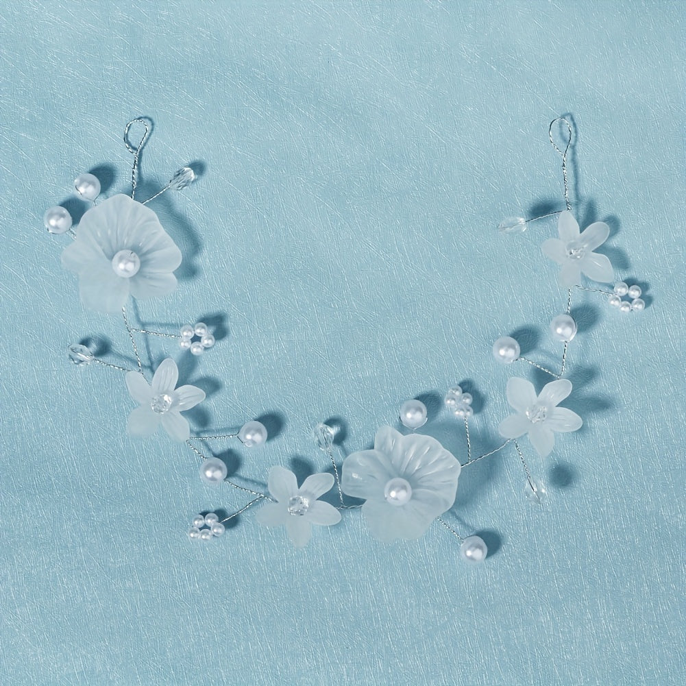 Flower & Pearl Decor Hair Band Headband Bridal Wedding Headwear
